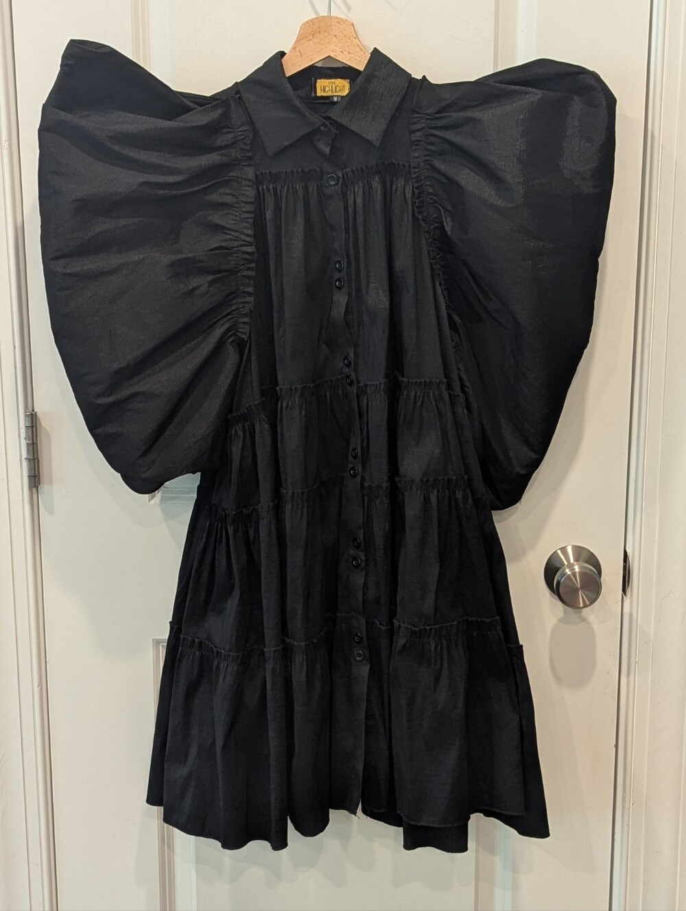 Love Highlight Dress Black DRAMATIC Balloon Sleeve baby doll dress S ruffle Goth